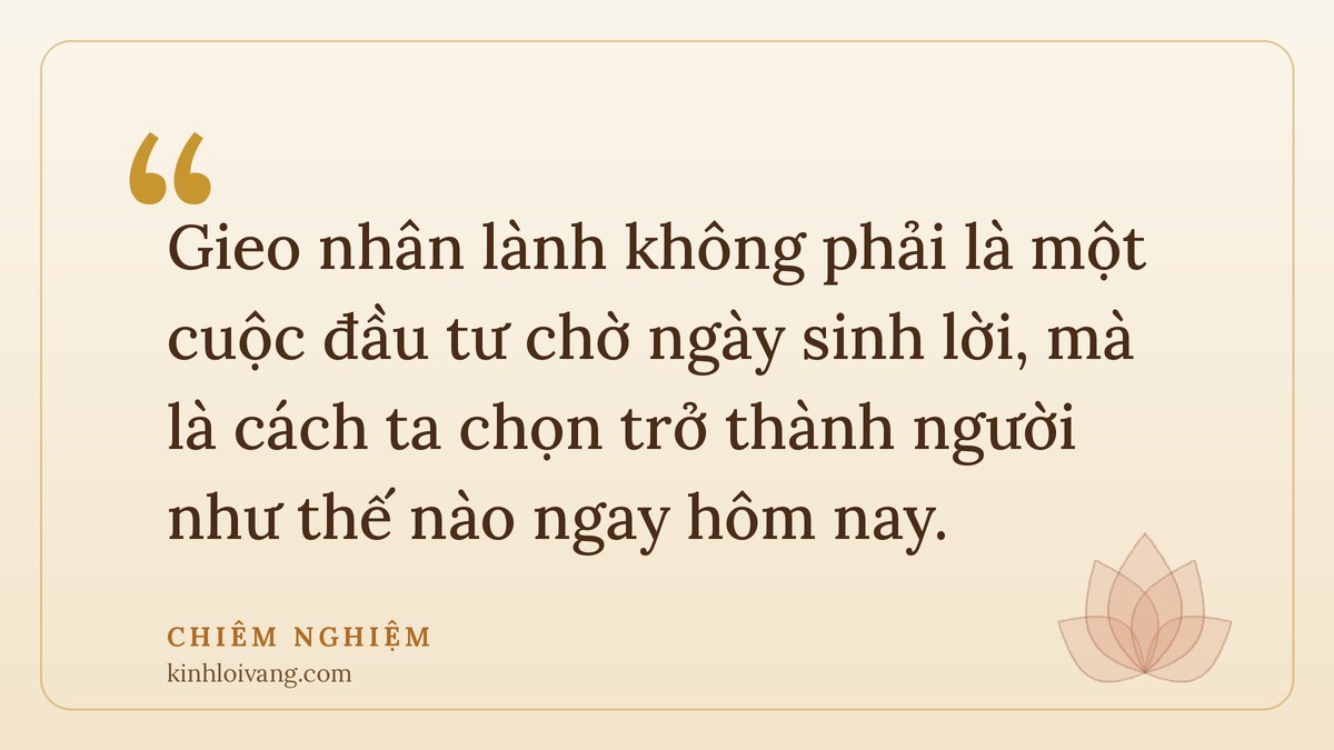 gieo nhân lành - Chiêm nghiệm: Gieo nhân lành không phải là một cuộc đầu tư chờ ngày sinh lời, mà là cách ta chọn trở thà