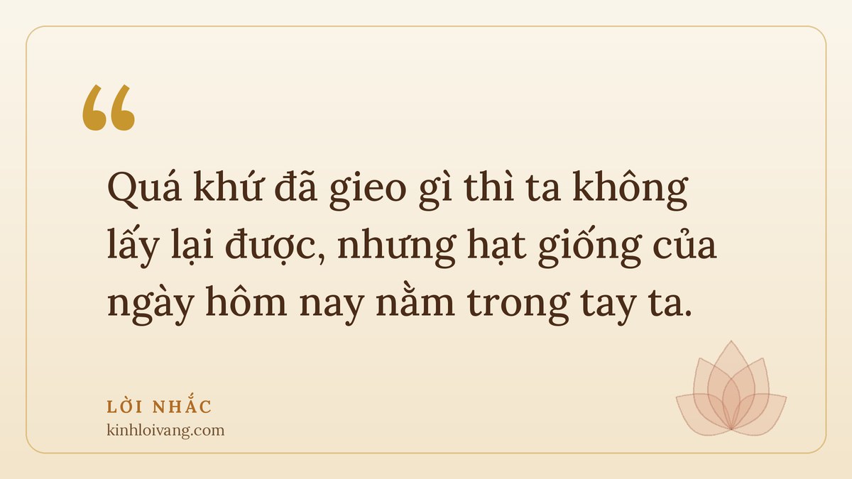 câu chuyện phật giáo - Lời nhắc: Quá khứ đã gieo gì thì ta không lấy lại được, nhưng hạt giống của ngày hôm nay nằm trong t